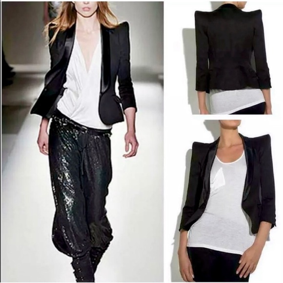 ZARA WOMAN COLLECTION BOLD SHOULDER SHAWL COLLAR BLAZER. - Picture 13 of 13